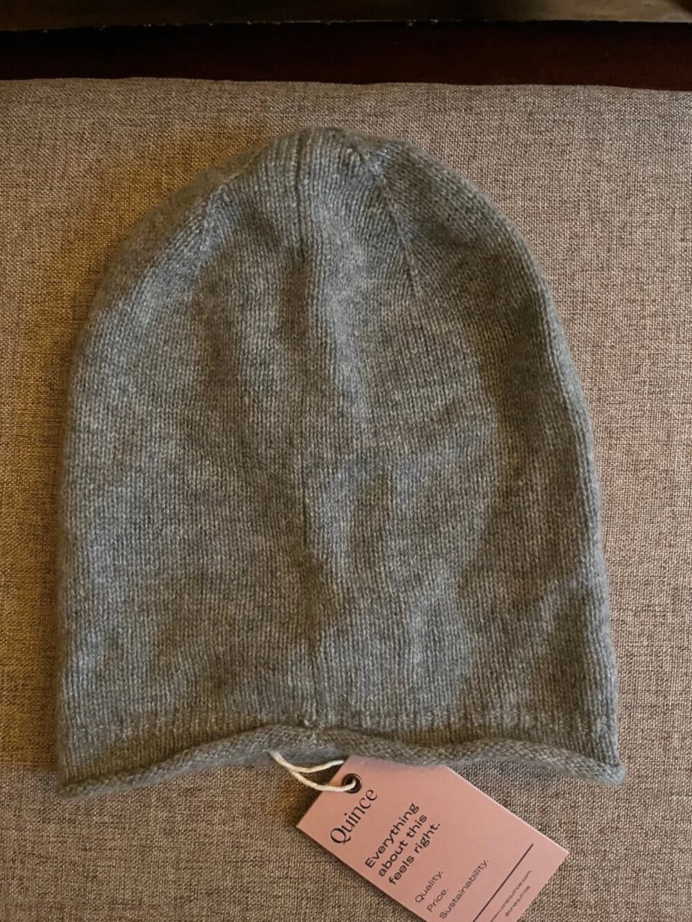 NWT Quince 100% Cashmere Beanie Gray One Size Slouchy Knit Hat